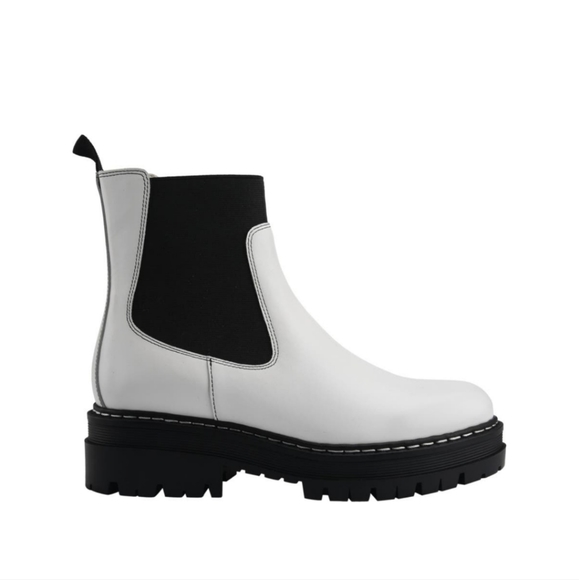 Marc Fisher Patrick Chelsea Slip On Leather Moto Boot Combat Lug Sole 8.5 #645 - Picture 6 of 9